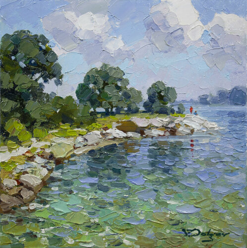 Summer at the lake by Vadim Dolgov, Painting for Sale on Select
