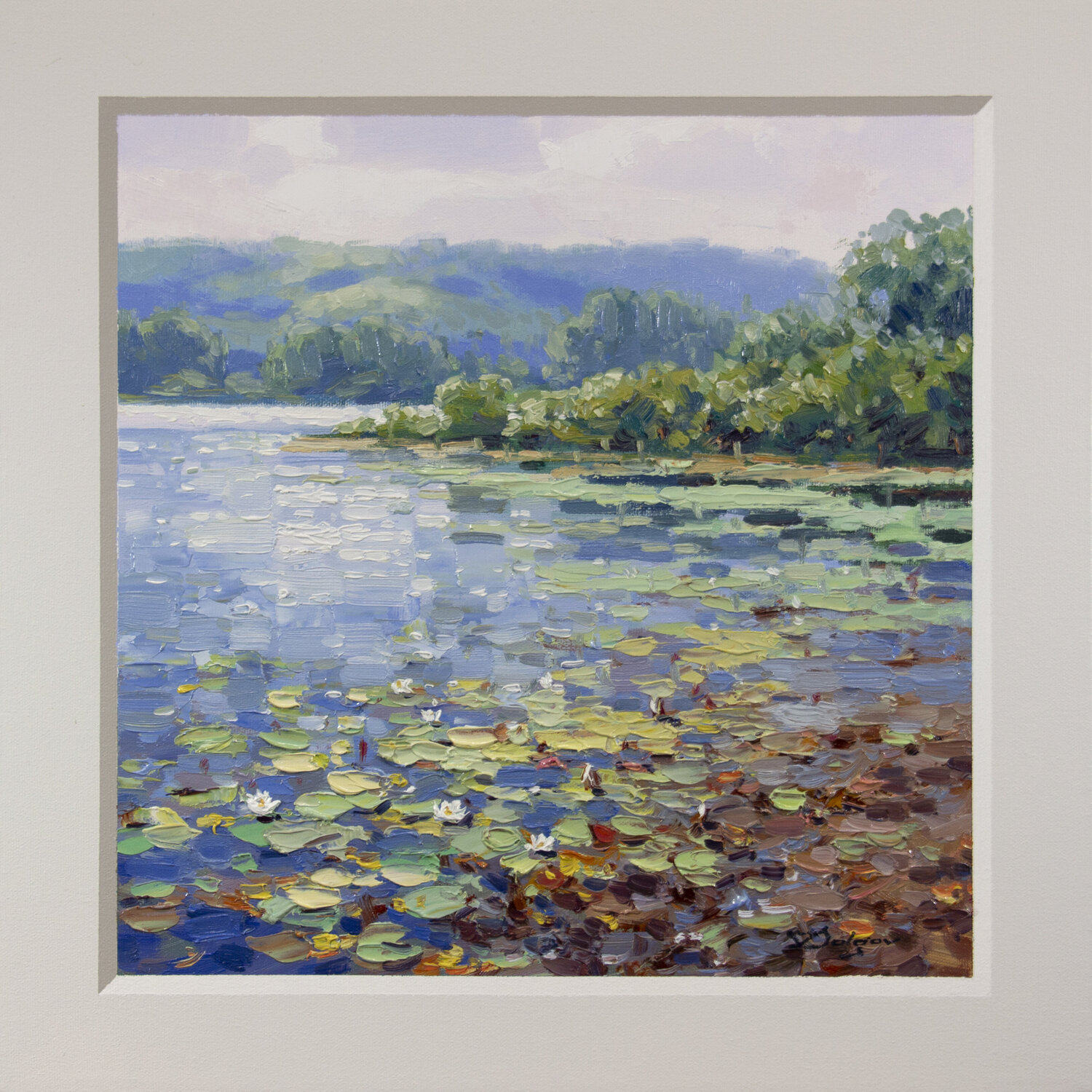 Morning at the lake Vadim Dolgov Original painting for sale
