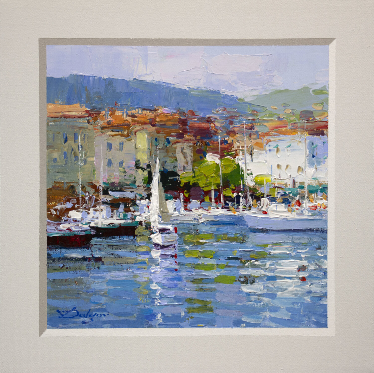 Mediterranean harbor Vadim Dolgov Original painting for sale
