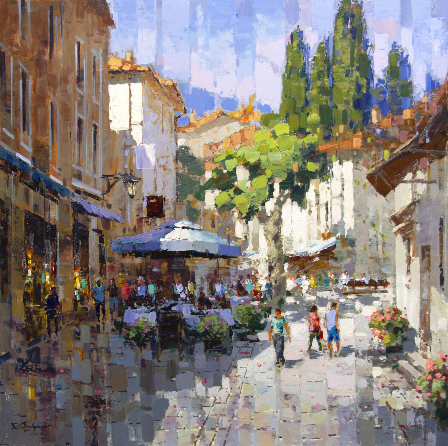 Downtown walk Vadim Dolgov Original painting for sale