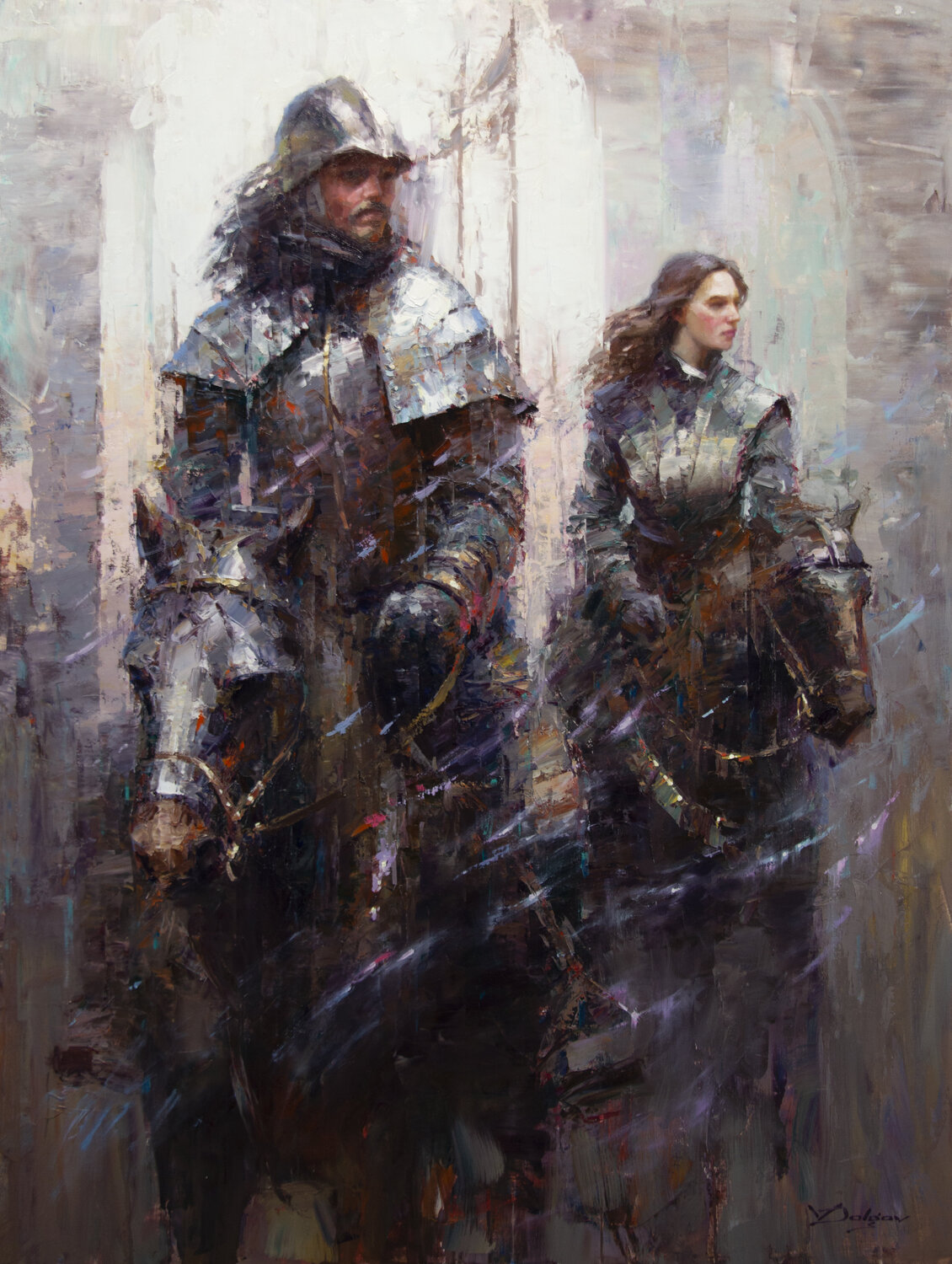 Riders of the Misty Vale Vadim Dolgov Original painting for sale