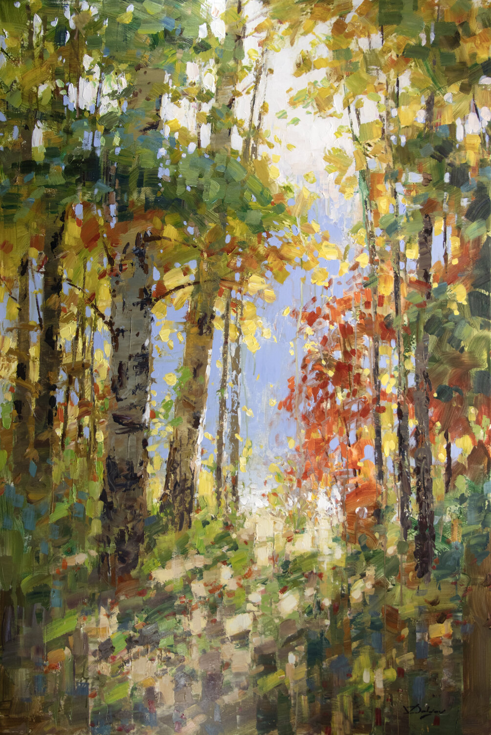Sunlit Trees Vadim Dolgov Original painting for sale