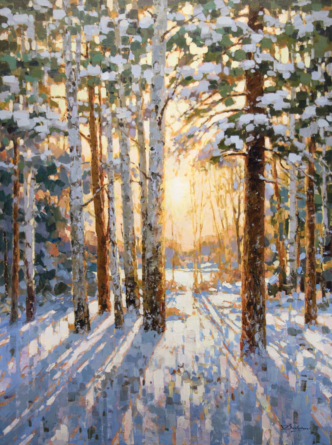 Winter sunlight Vadim Dolgov Original painting for sale