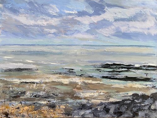 Cloudy May Beach by Nikki Wheeler, Painting for Sale on Select