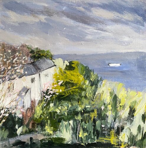 Spring Light and Cottages by Nikki Wheeler, Painting for Sale on Select