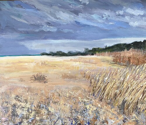 Stormy Skies And Endless Beach by Nikki Wheeler, Painting for Sale on Select