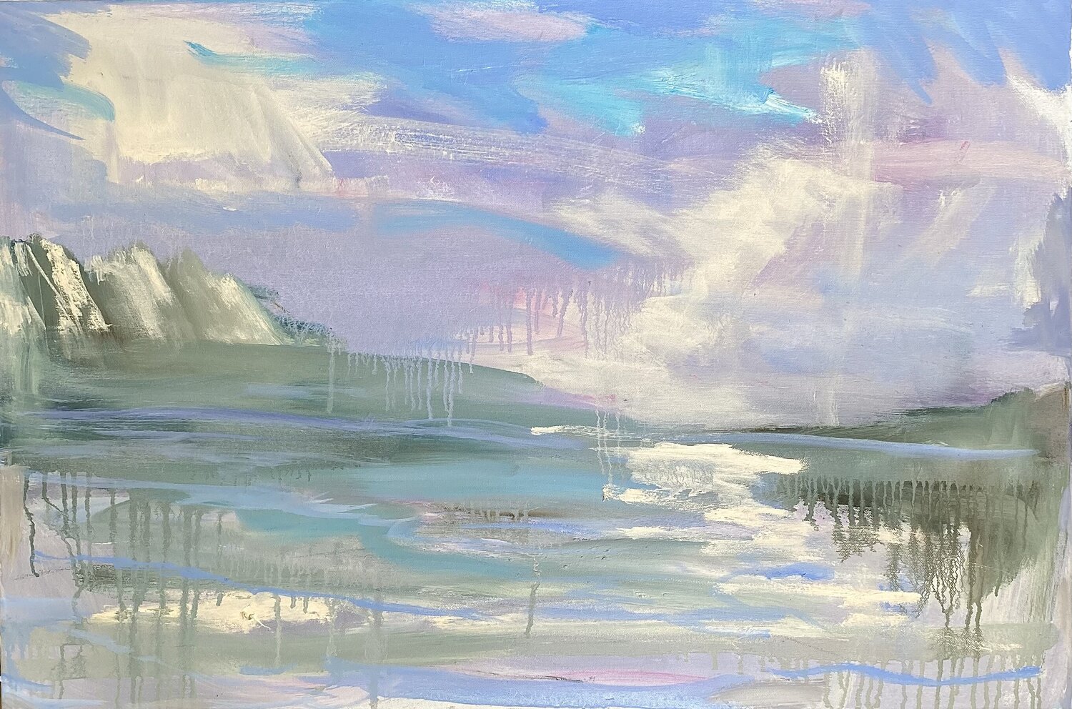 Cliffs And Reflections Nikki Wheeler Original painting for sale