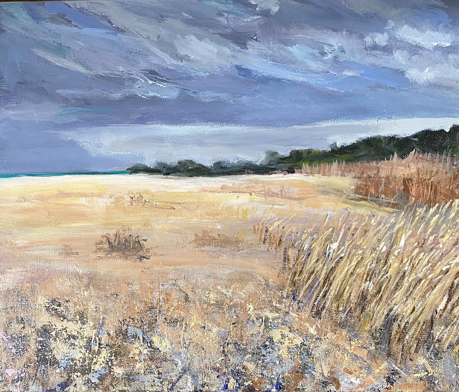 Stormy Skies And Endless Beach Nikki Wheeler Original painting for sale