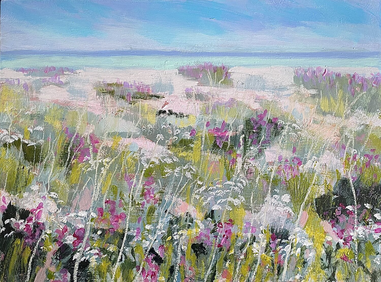 Summer Wildflower Beach Nikki Wheeler Original painting for sale