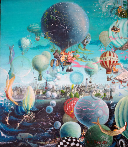 We are on our balloon journey by Rie Kono, Painting for Sale on Select