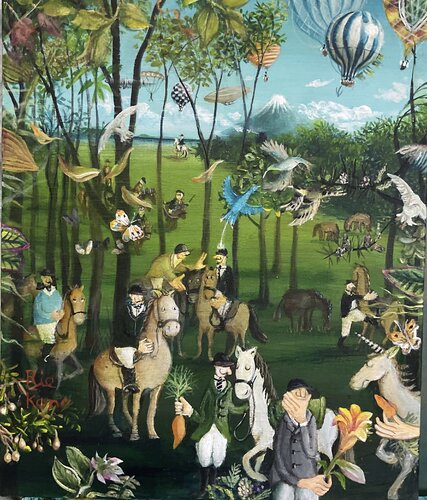 A day with horses by Rie Kono, Painting for Sale on Select