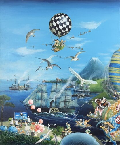 While on the balloon journey von Rie Kono, Malerei kaufen auf Select