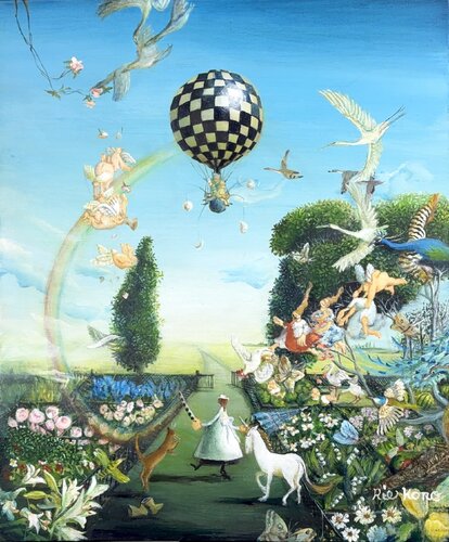 "Over the rainbow- While on the balloon journey" von Rie Kono, Malerei kaufen auf Select
