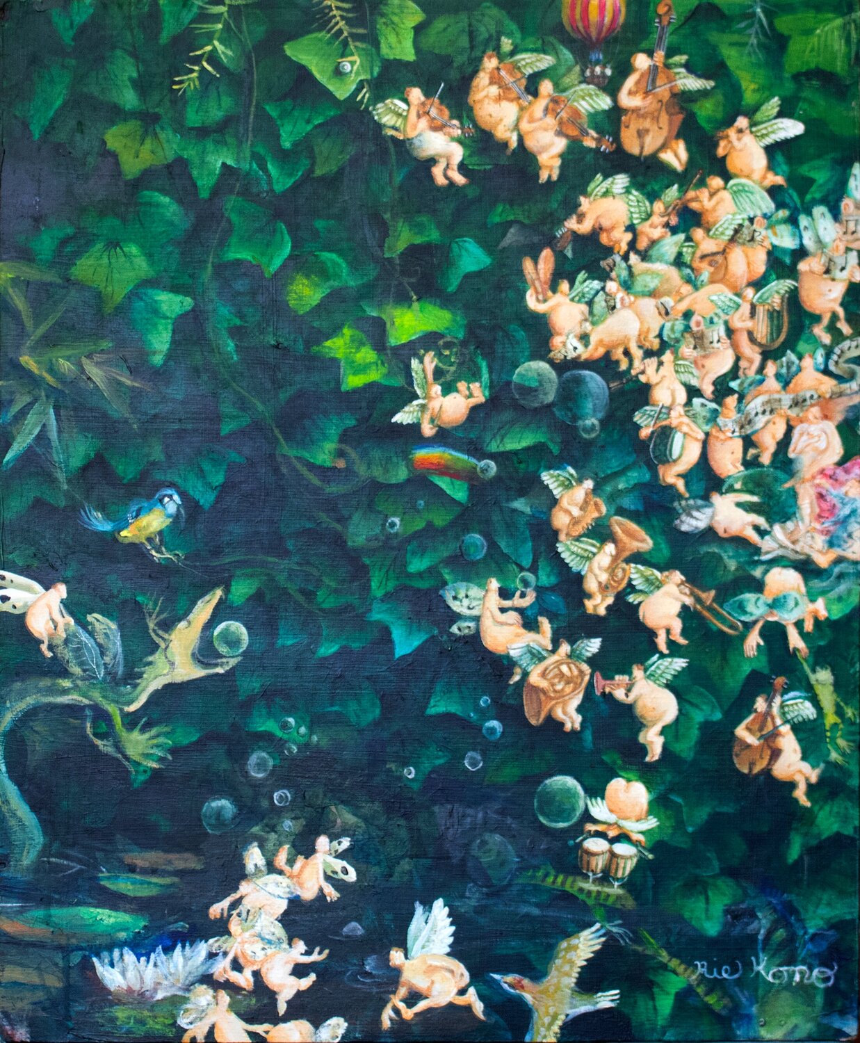 Let's enjoy with the dragon ! Rie Kono Original painting for sale