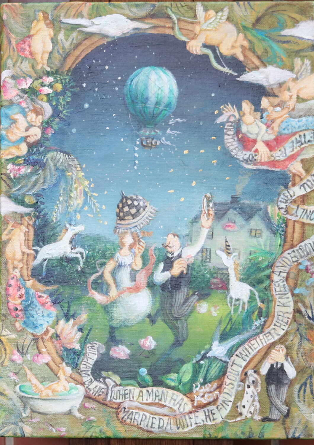 A night with beautiful stars Rie Kono Original painting for sale