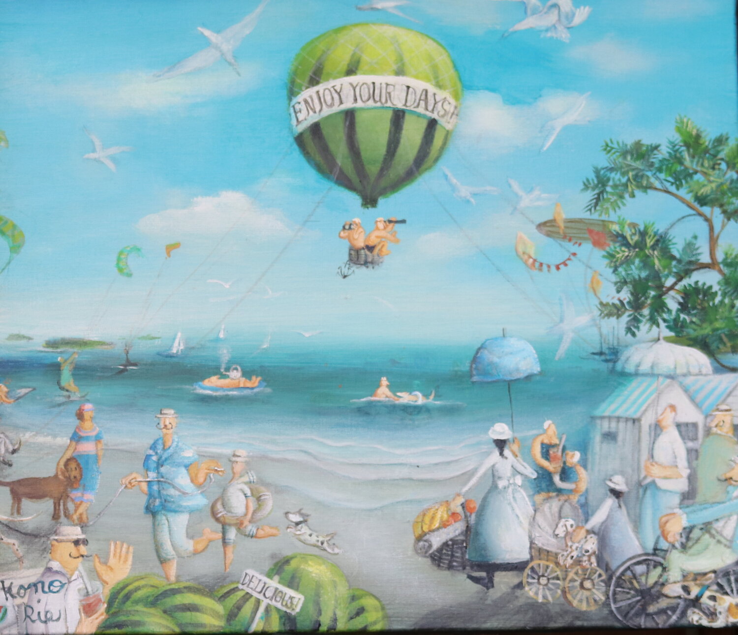 Let's enjoy your days Rie Kono Original painting for sale