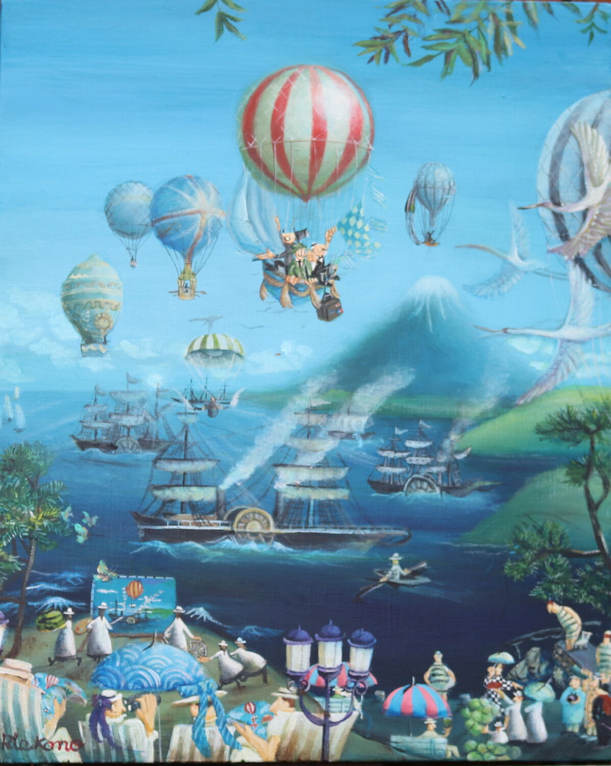 Balloon travel Rie Kono Original painting for sale