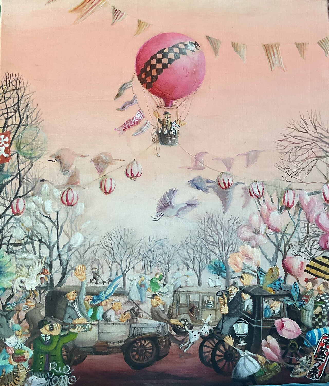 Welcome to this world! 千客万来 Rie Kono Original painting for sale