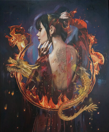Dragon girl II by Janusz Orzechowski, Painting for Sale on Select