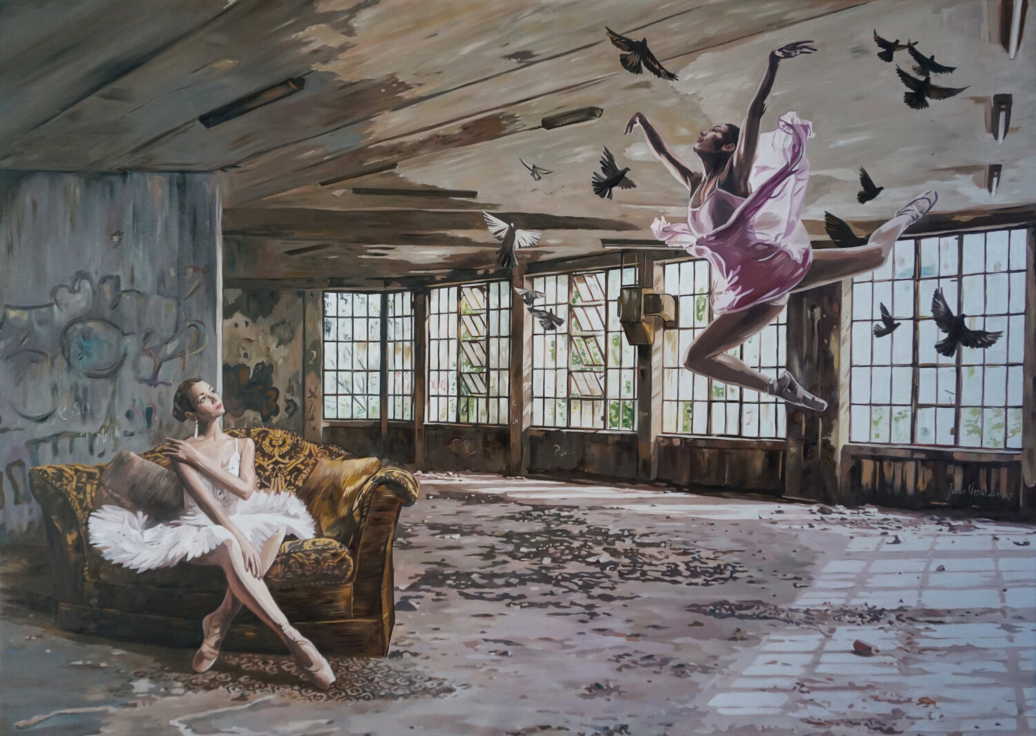 Ballet lesson VIII Janusz Orzechowski Original painting for sale