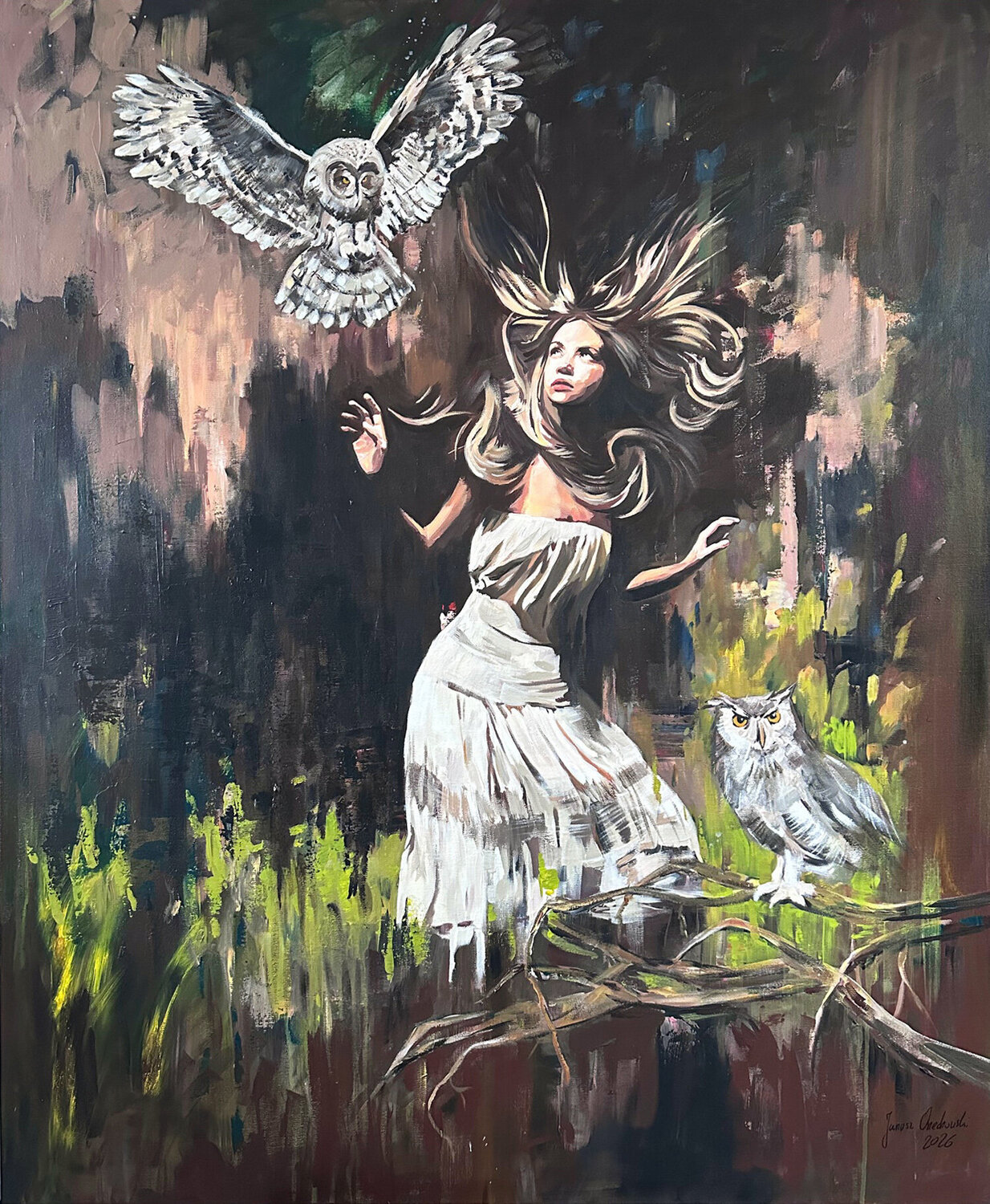 Owl Janusz Orzechowski Original painting for sale