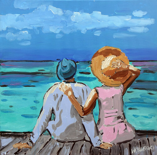 At the Seaside by Wojtek Babski, Painting for Sale on Select