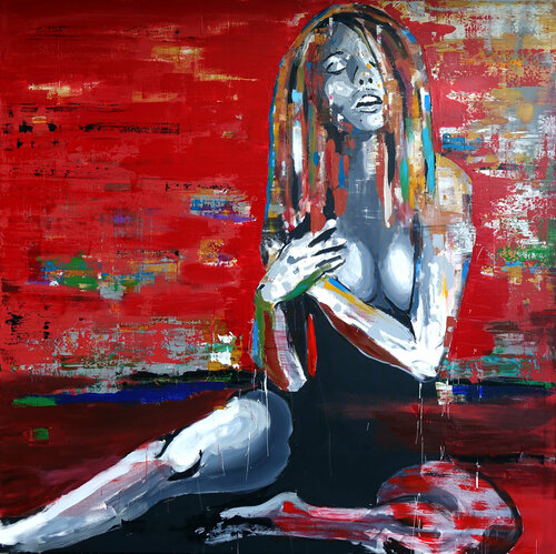 Lady in Red by Wojtek Babski, Painting for Sale on Select