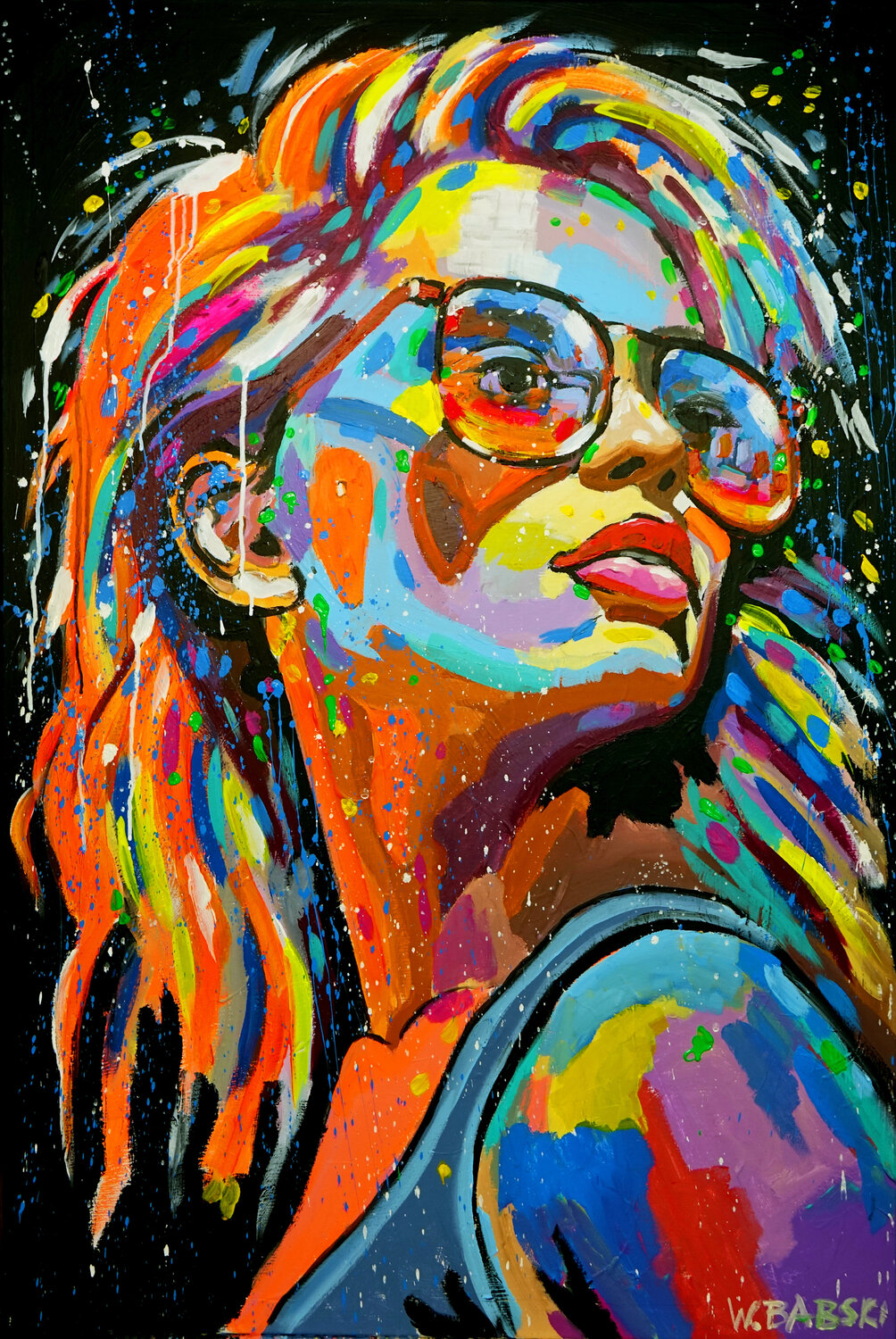 Girl with Sunglasses 2 Wojtek Babski Original painting for sale