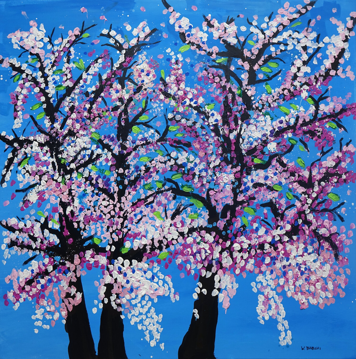 Trees in Blossom 2 Wojtek Babski Original painting for sale