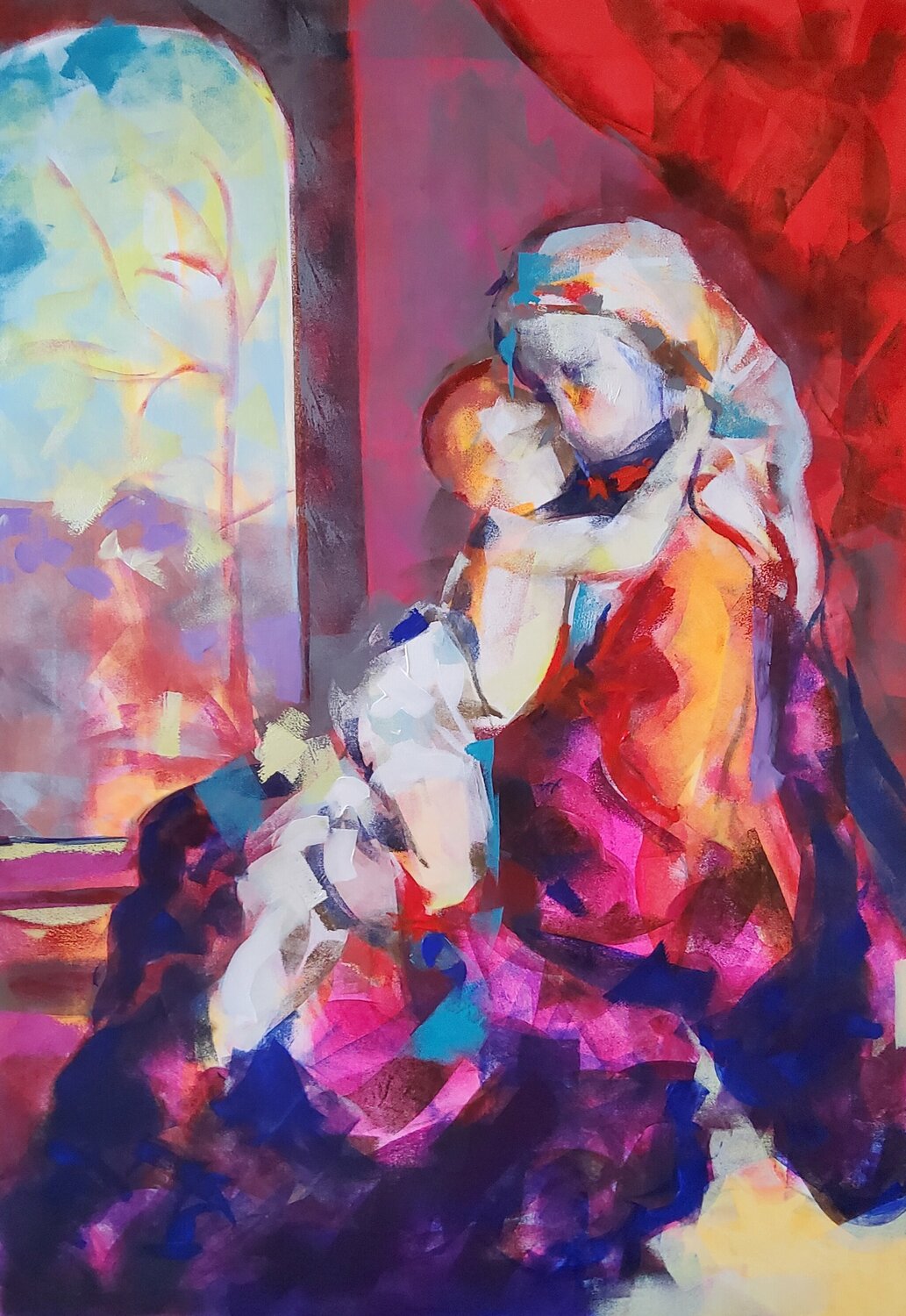 Madonna and child 9 Marina Del Pozo Original painting for sale