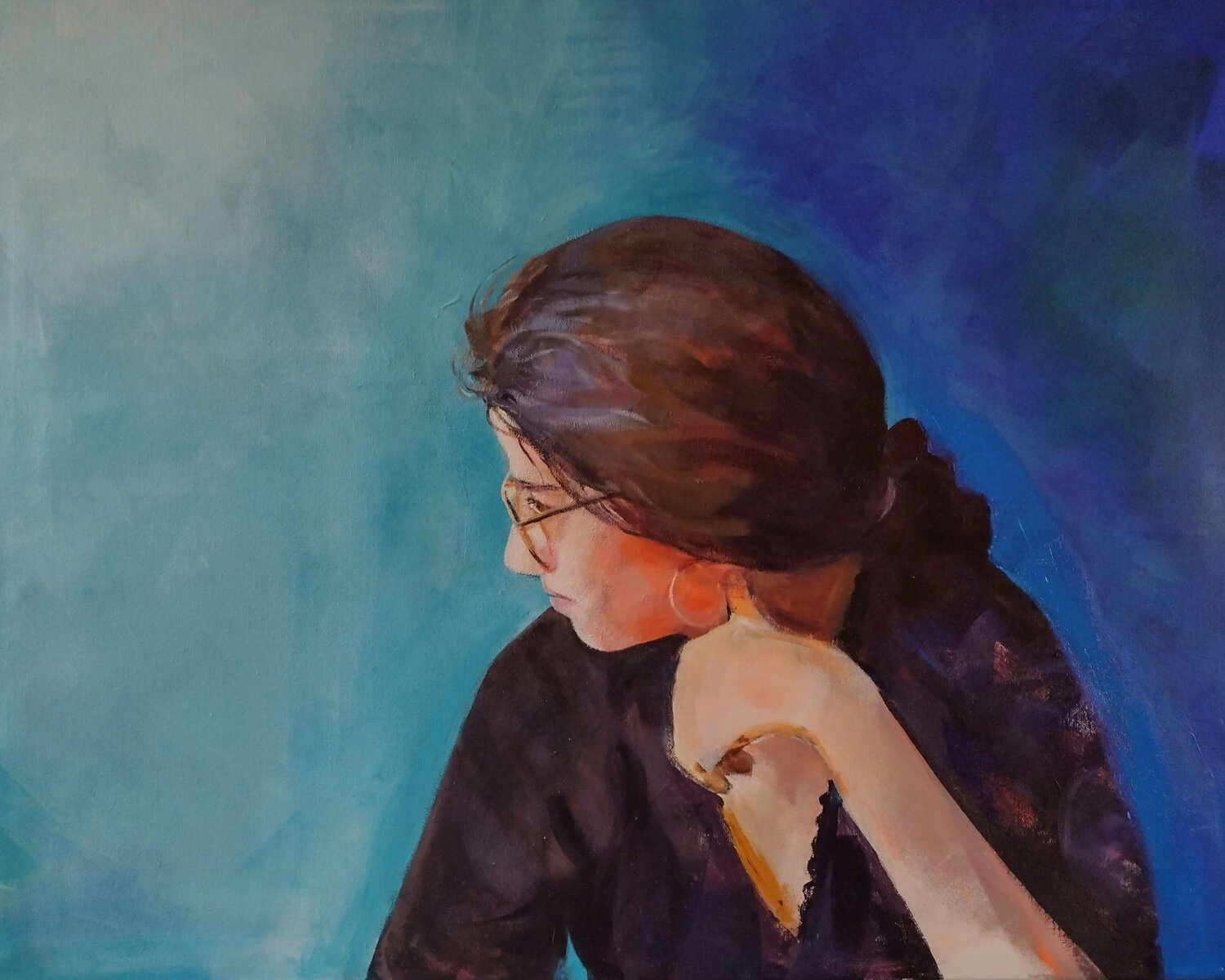 Portrait #1 the intelectual Marina Del Pozo Original painting for sale