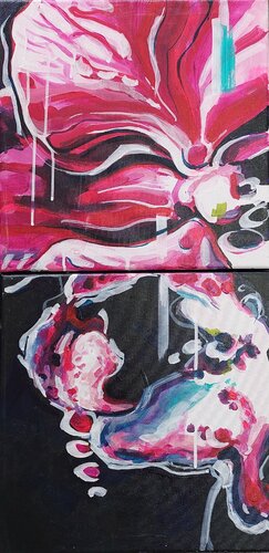 Black Orchid / diptych by Gabriela Holcer, Painting for Sale on Select