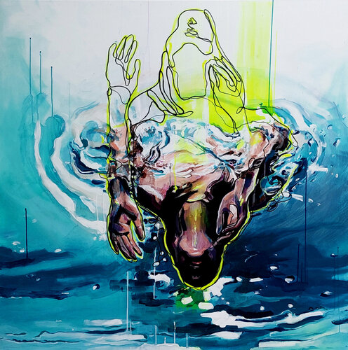 DIVING UP by Gabriela Holcer, Painting for Sale on Select