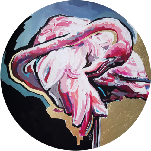 Flamingo - pink balance II. by Gabriela Holcer, Painting for Sale on Select