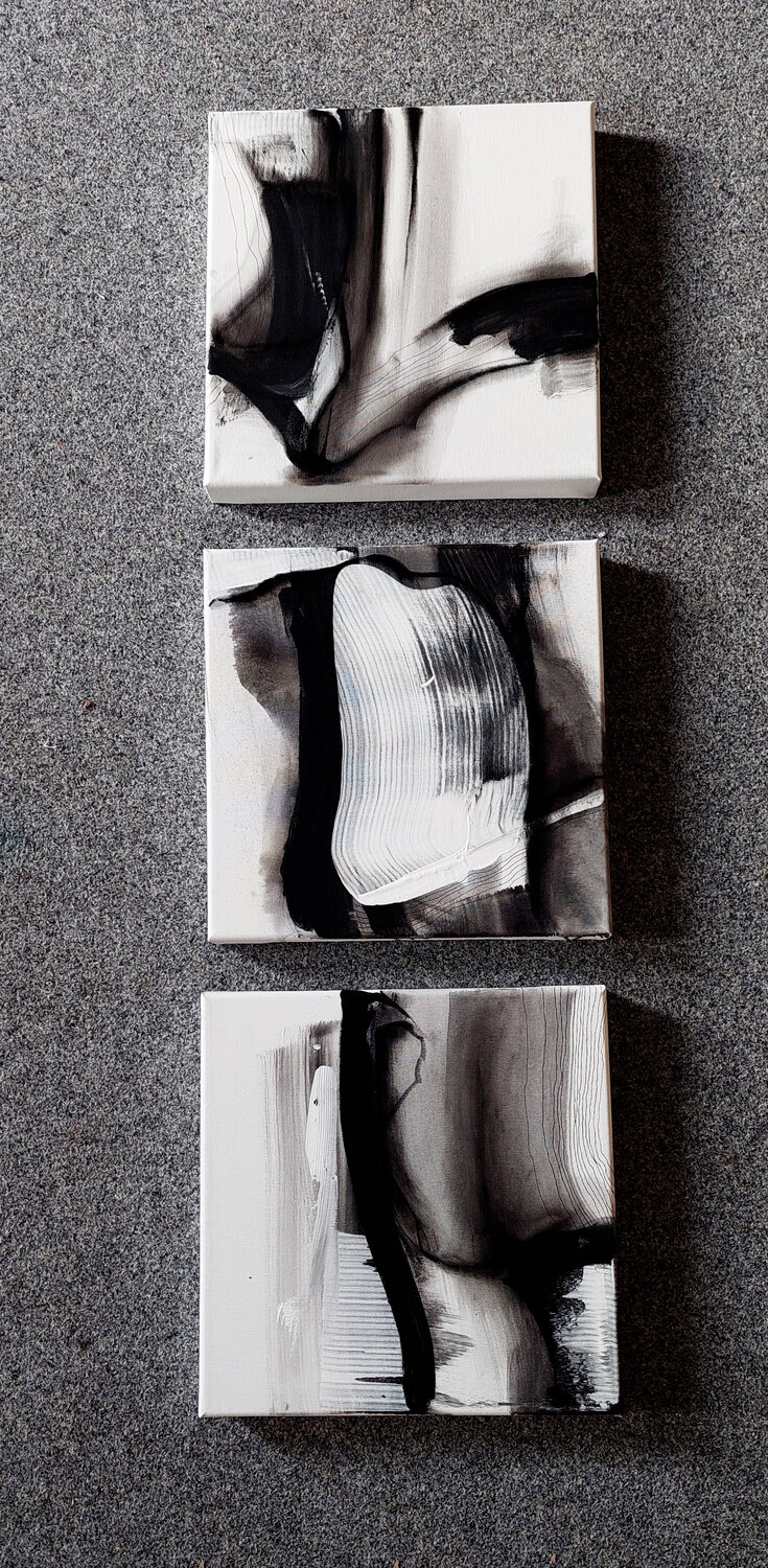 Midnight silhouettes I., II. III. Gabriela Holcer Original painting for sale