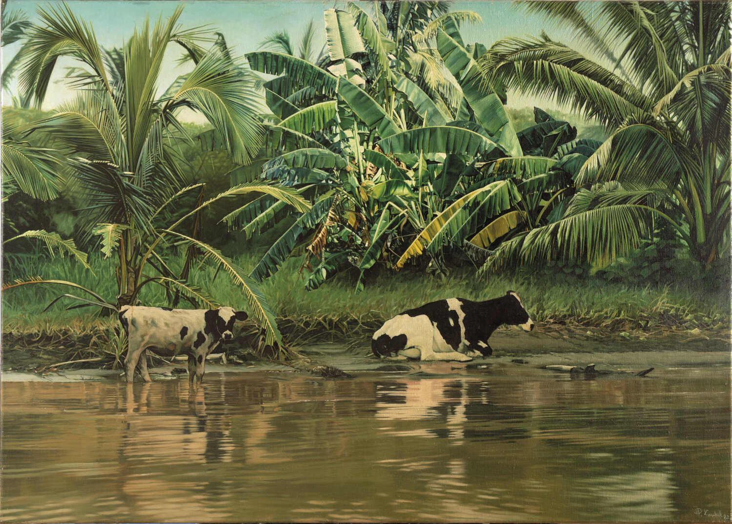 Kühe im Urwald Jean-Pierre Kunkel Original painting for sale