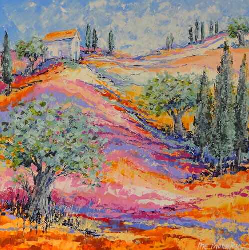 Una casa con giardino fiorito (Framed) by Inelouise Mourick, Painting for Sale on Select