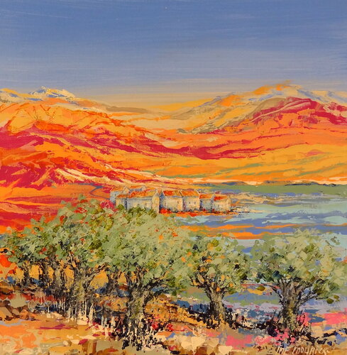 At the lake (Framed) by Inelouise Mourick, Painting for Sale on Select