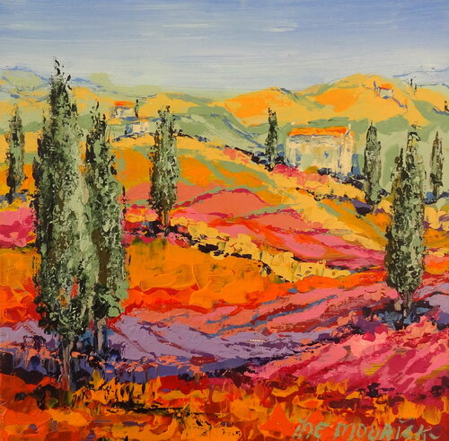 Italian valley - 2 (Framed) by Inelouise Mourick, Painting for Sale on Select