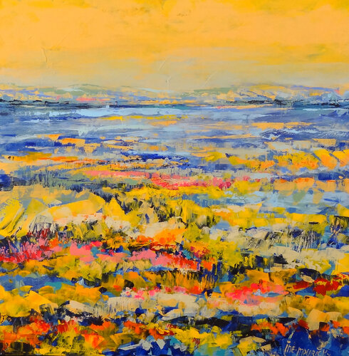 A dance of flowers under a sunny sky (Framed) by Inelouise Mourick, Painting for Sale on Select