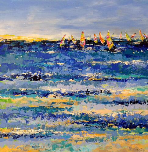Surf paradise (Framed) by Inelouise Mourick, Painting for Sale on Select