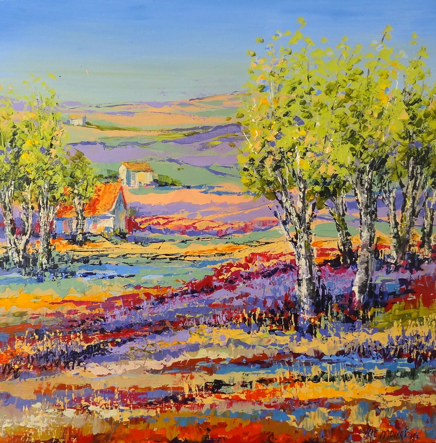 Late summer in August (Framed) Inelouise Mourick Original painting for sale