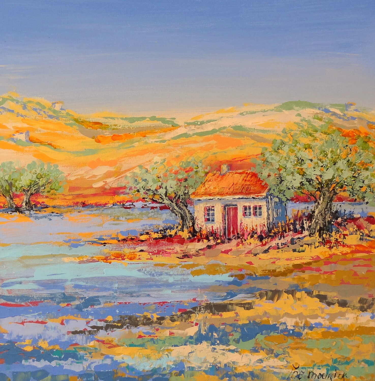 Small paradise (Framed) Inelouise Mourick Original painting for sale