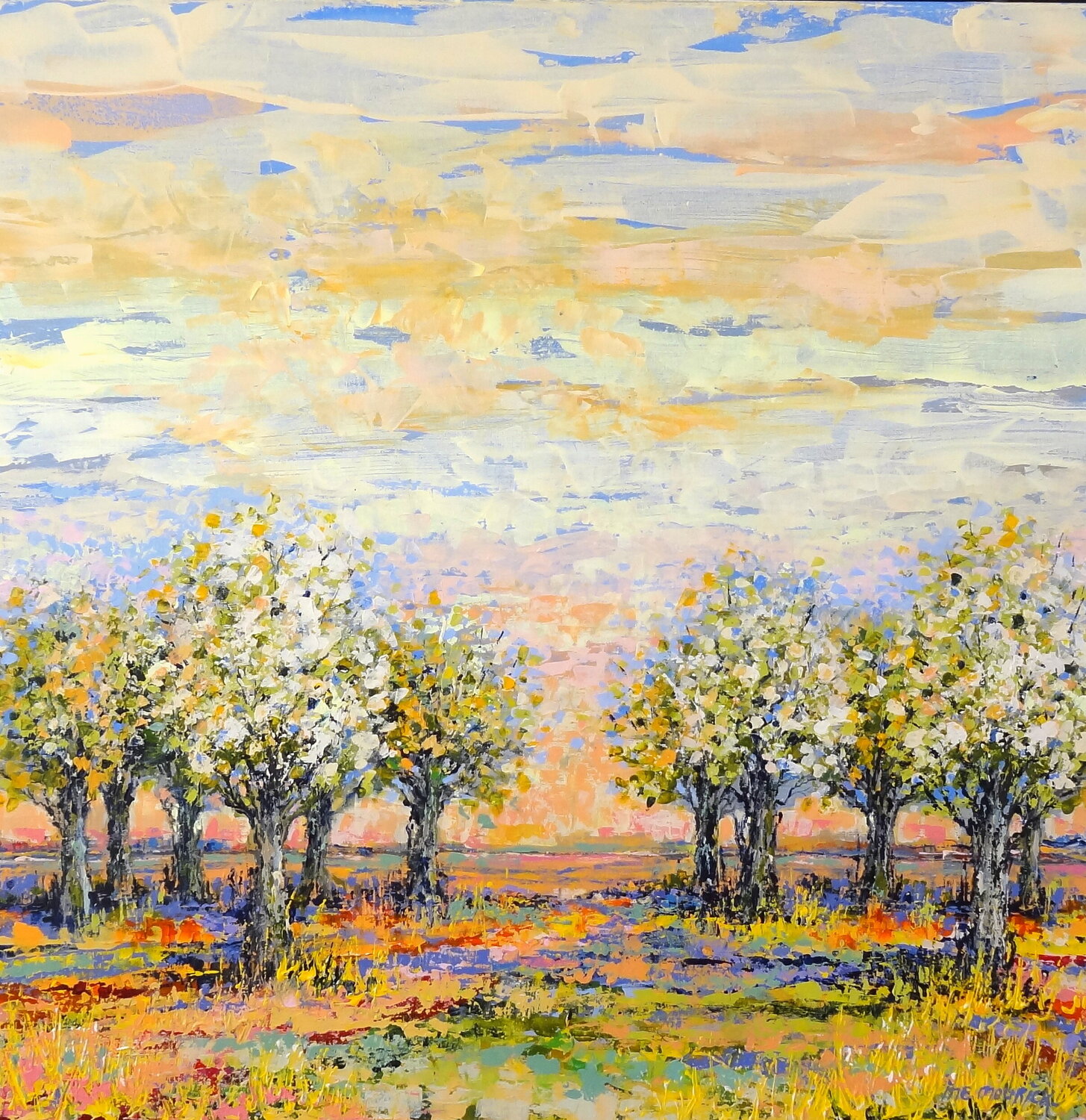 Spring garden (Framed) Inelouise Mourick Original painting for sale