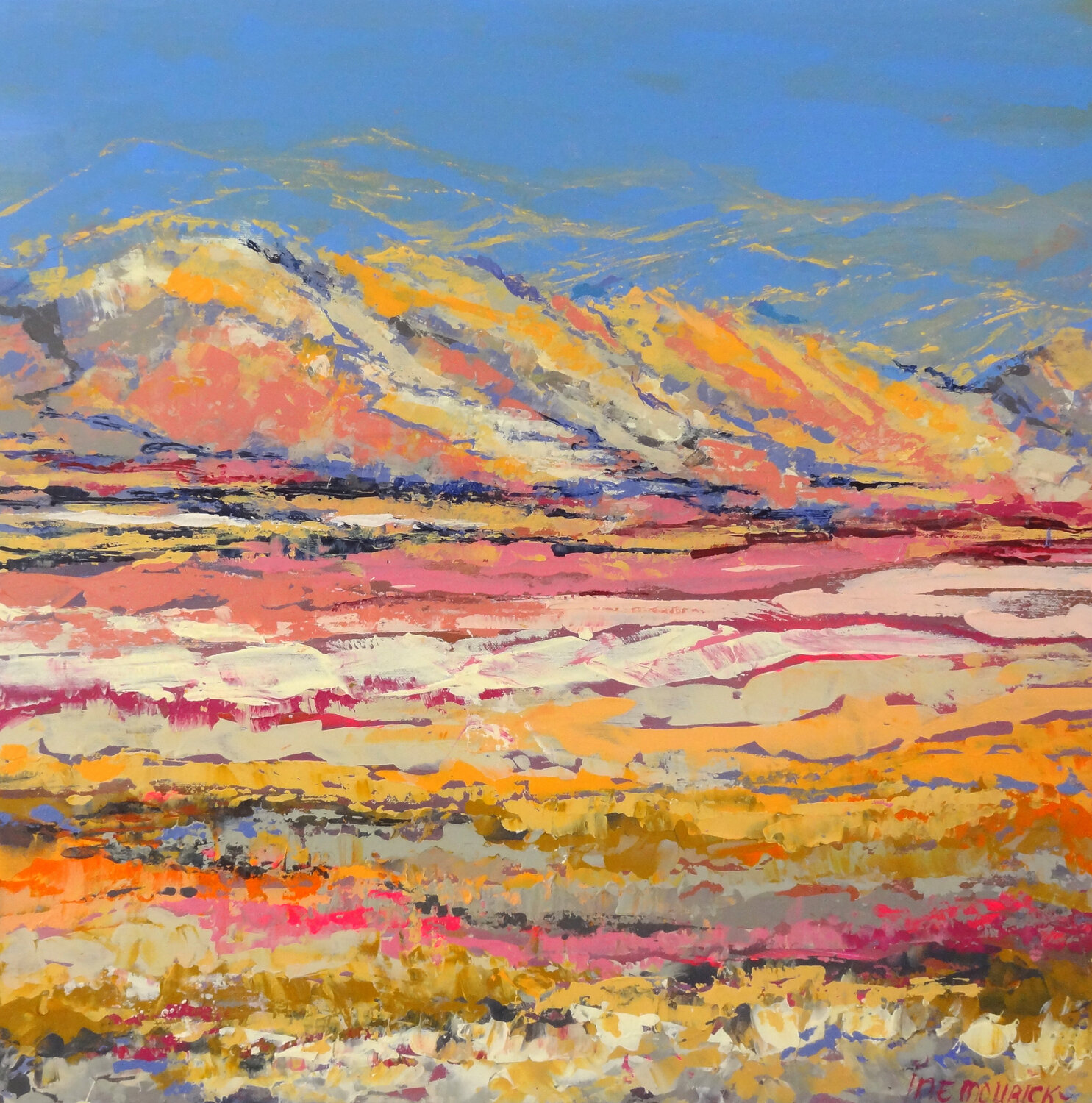Flowers in the desert (Framed) Inelouise Mourick Original painting for sale