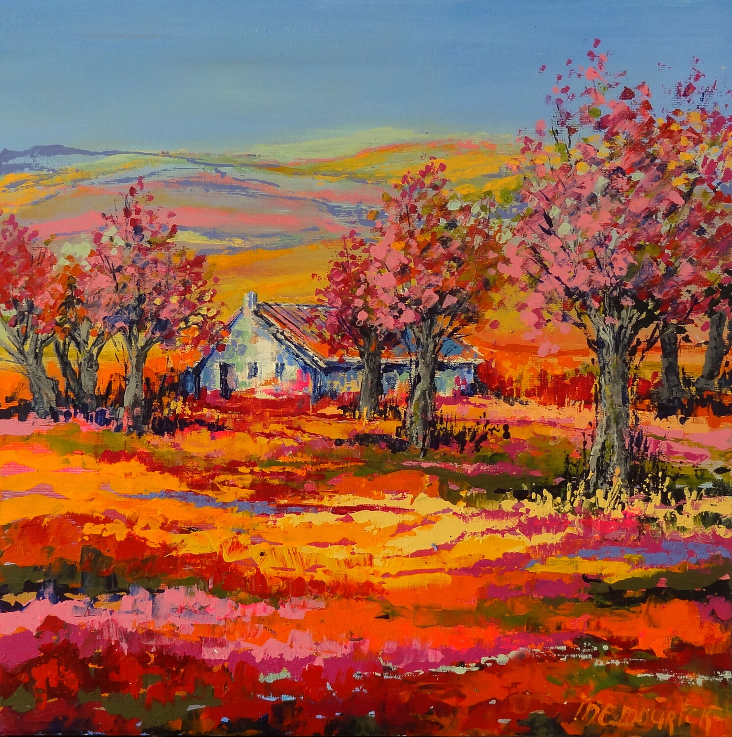 The magic of autumn (Framed) Inelouise Mourick Original painting for sale