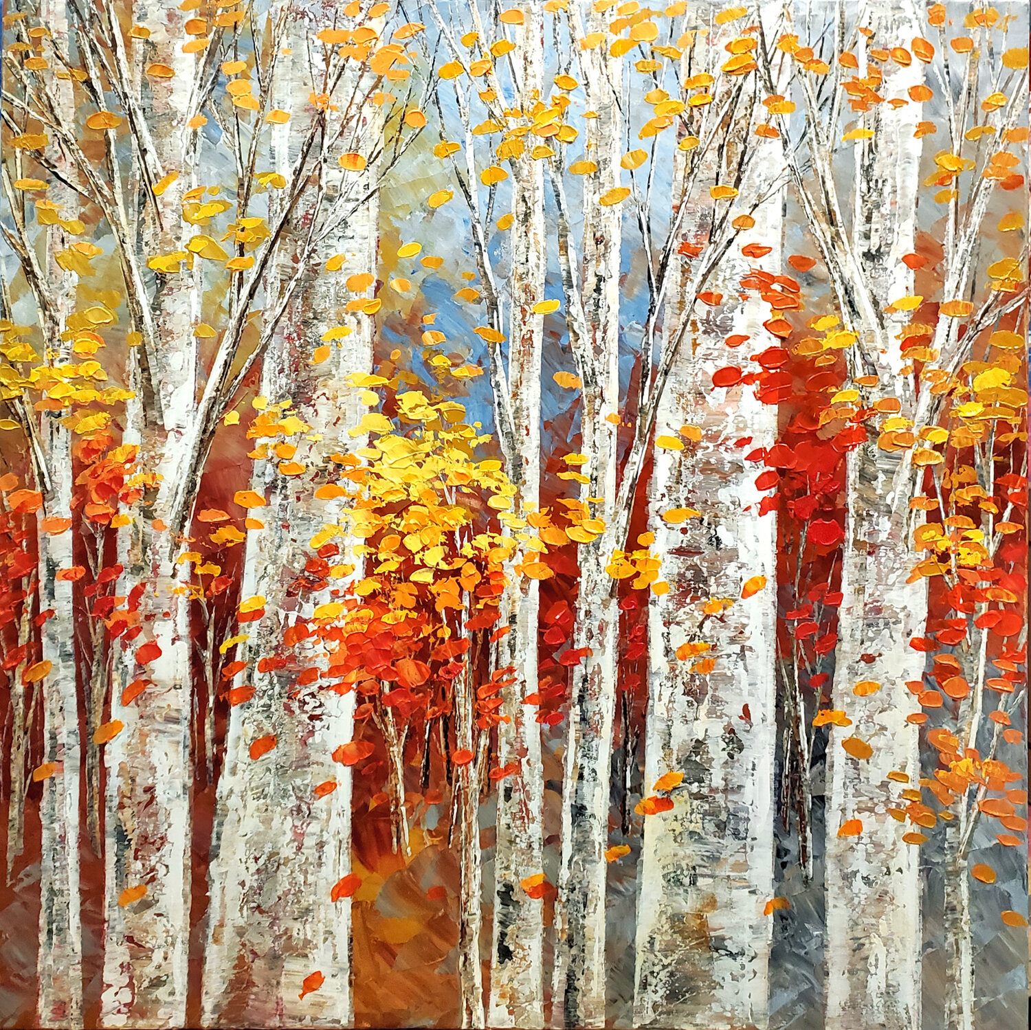 GOLDEN BIRCH TAPESTRY Tatiana Iliina Original painting for sale