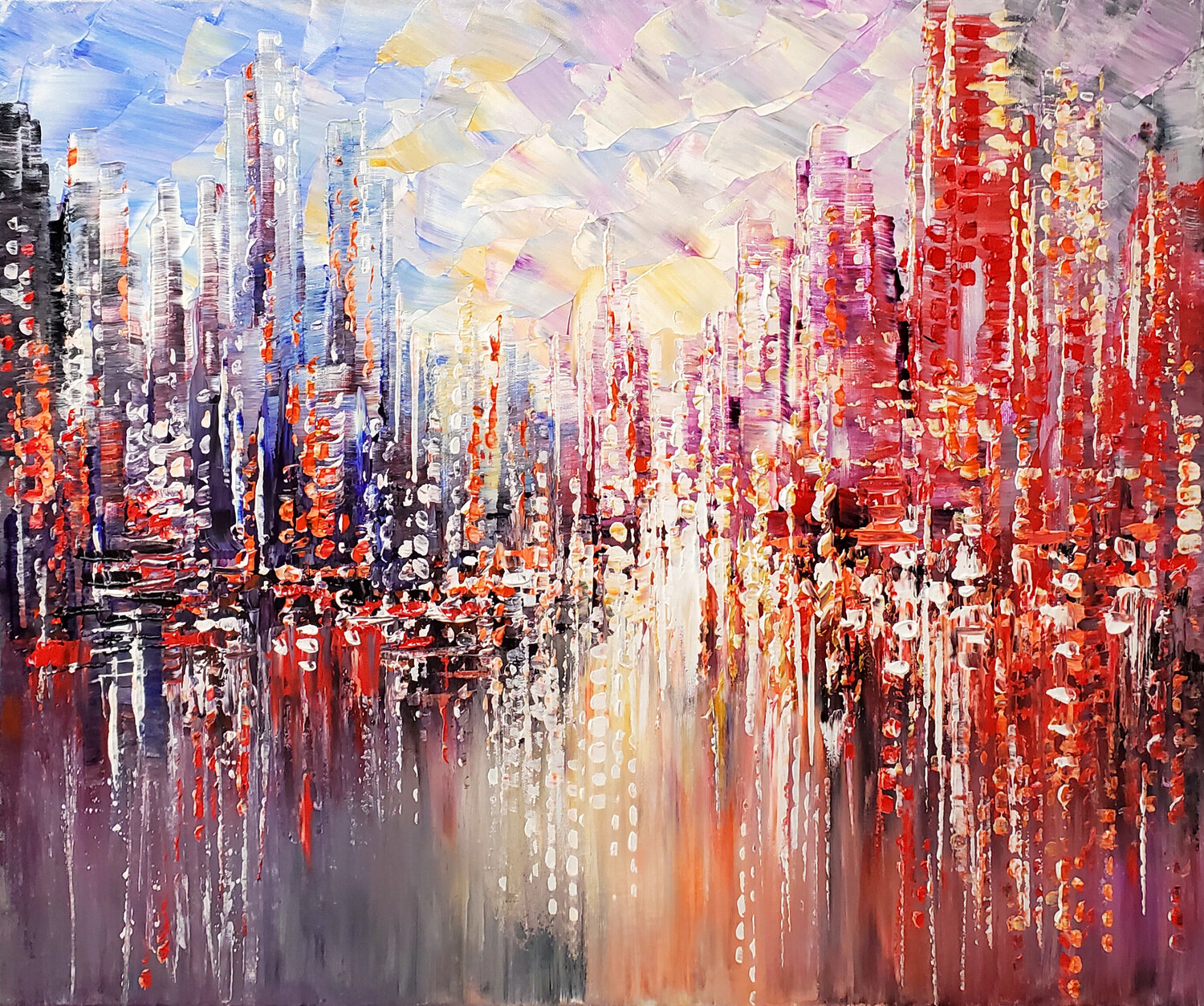 WATERFRONT LIGHTSHOW Tatiana Iliina Original painting for sale