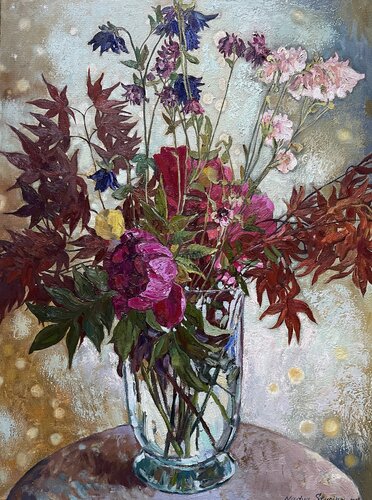 Bouquet with Japanese maple by Nadezda Stupina, Painting for Sale on Select