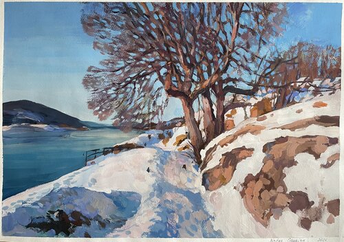 Winter at the fjord by Nadezda Stupina, Painting for Sale on Select